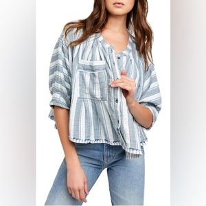 Free People Lisbon Stripe Button Up